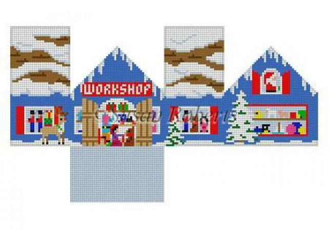 Santa's Workshop Mini House on 18 Painted Canvas Susan Roberts Needlepoint Designs Inc. 