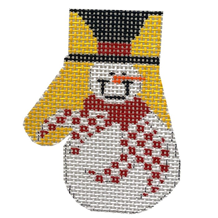 Saucy Snowman Mitten with Stitch Guide Painted Canvas The Princess & Me  - 1