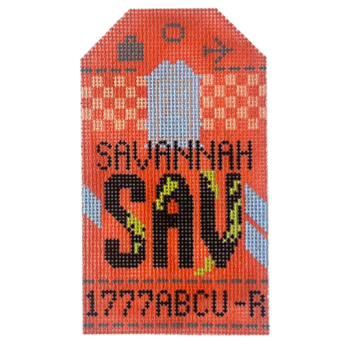 Savannah SAV Travel Tag Painted Canvas Hedgehog Needlepoint 