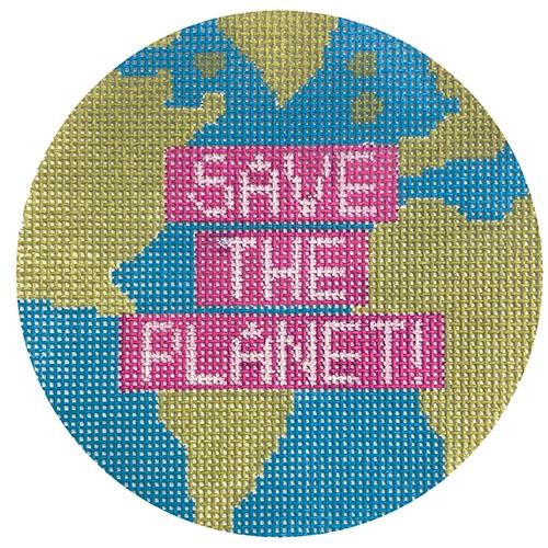 Save the Planet! Globe Painted Canvas Stitch Rock Designs 