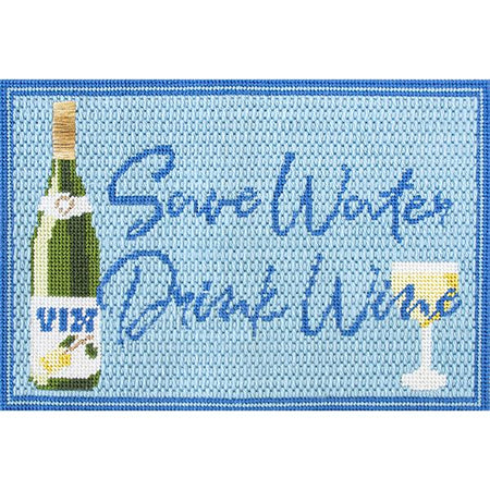Save Water Drink Wine Printed Canvas Needlepoint To Go 