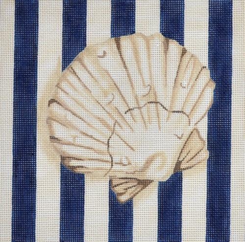 Scallop Shell Square / Stripes Painted Canvas Associated Talents 
