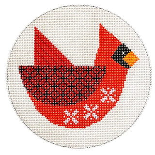 Scandia Cardinal Round Painted Canvas Eye Candy Needleart 
