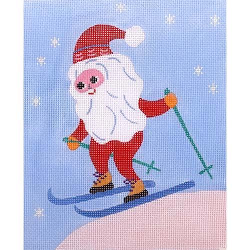 Scandinavian Skiing Santa Painted Canvas Kate Dickerson Needlepoint Collections 