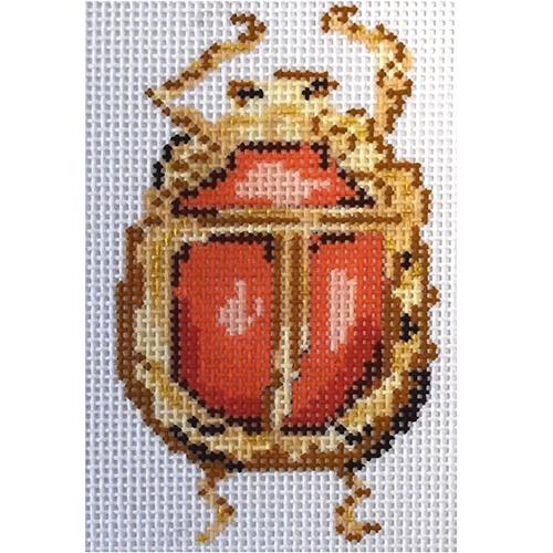 Scarab Collection   Coral Painted Canvas The Plum Stitchery  - 1