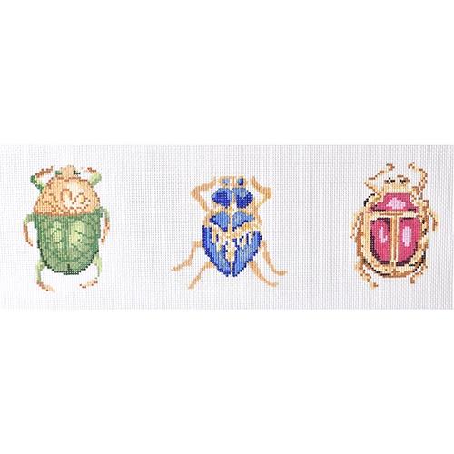 Scarab Trio #2 Painted Canvas The Plum Stitchery  - 1