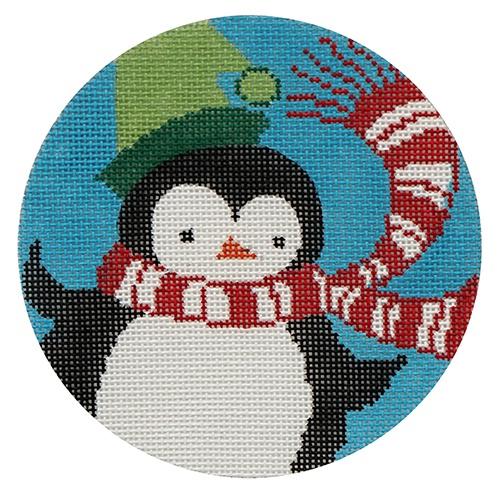 Scarf & Hat Penguin Painted Canvas Patti Mann 
