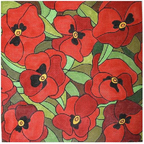 Scarlet Pansies Painted Canvas PLD Designs  - 1