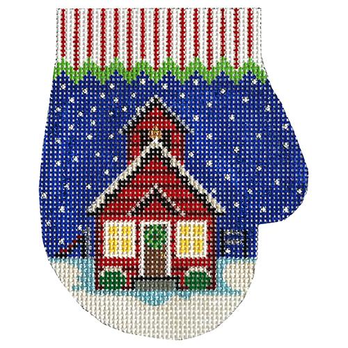 Schoolhouse Mitten Painted Canvas The Meredith Collection  - 1