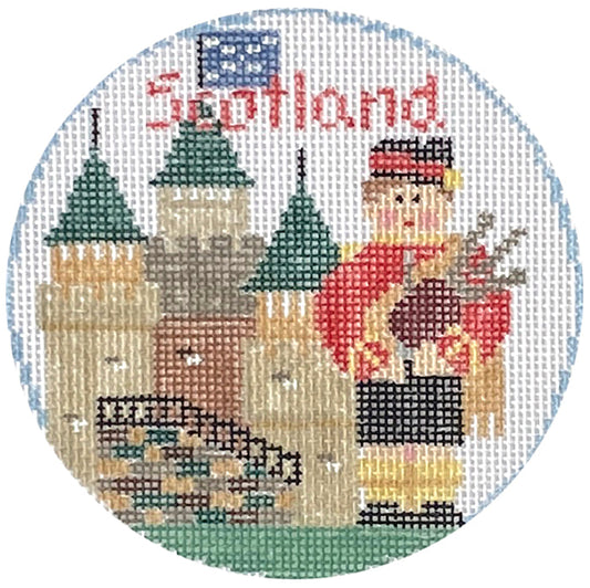 Scotland Round Painted Canvas Kathy Schenkel Designs 