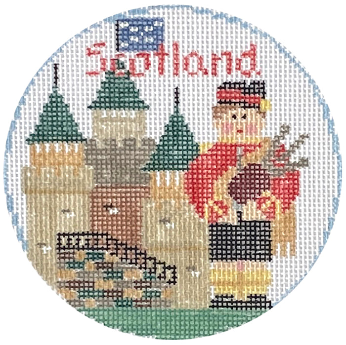 Scotland Round Painted Canvas Kathy Schenkel Designs  - 1
