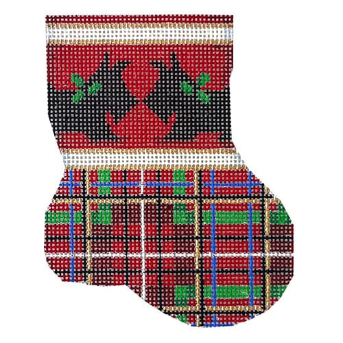 Scottie Plaid Mini Sock Painted Canvas Associated Talents 