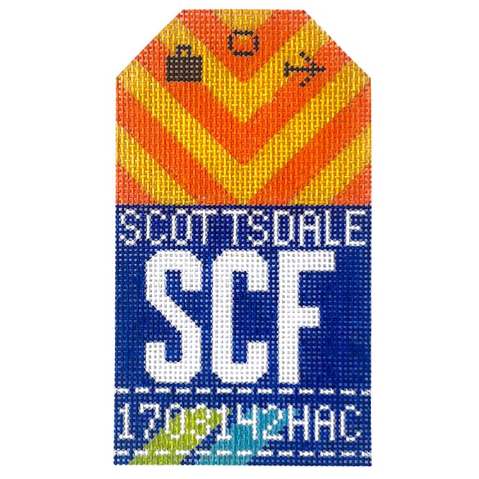 Scottsdale SCF Travel Tag Painted Canvas Hedgehog Needlepoint 