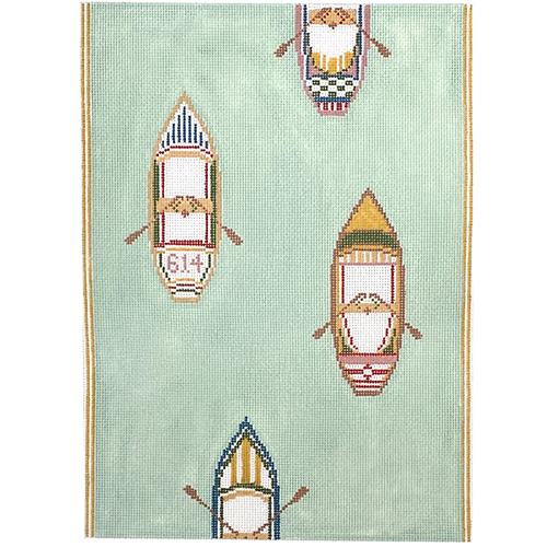 Scull Rowing Boat Regatta on 18 Painted Canvas The Plum Stitchery 