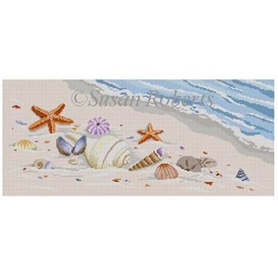 Sea Shells on 18 mesh Painted Canvas Susan Roberts Needlepoint Designs Inc. 