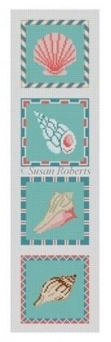 Sea Shells Set of 4 Coasters Painted Canvas Susan Roberts Needlepoint Designs, Inc. 