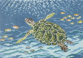 Sea Turtle on 18 Painted Canvas Needle Crossings 
