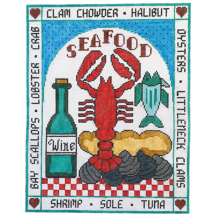 Seafood with Wine Painted Canvas The Meredith Collection 