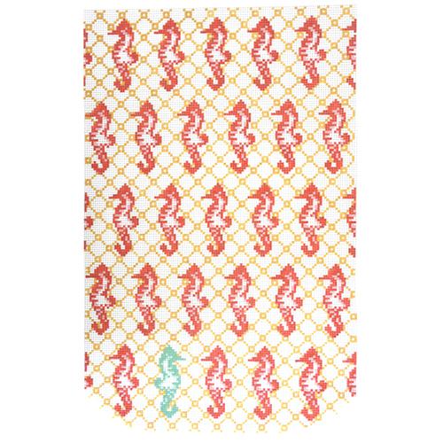 Seahorse Clutch Painted Canvas The Plum Stitchery  - 1