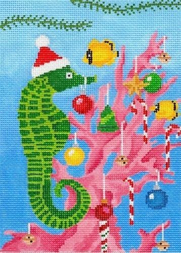 Seahorse Decorating for Xmas Painted Canvas Scott Church Creative 