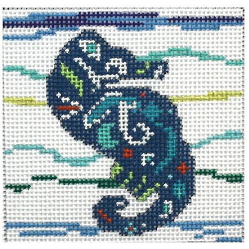 Seahorse Insert Painted Canvas Danji Designs  - 1
