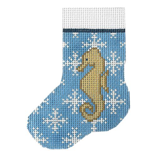 Seahorse Mini Stocking Painted Canvas J. Child Designs  - 1