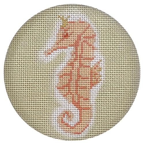 Seahorse Round Painted Canvas The Plum Stitchery 