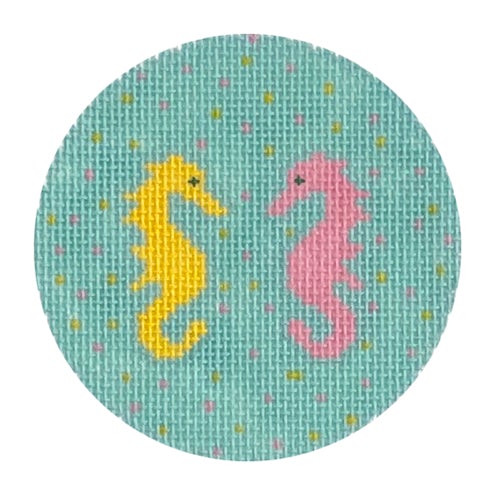 Seahorses Round Painted Canvas Voila!  - 1
