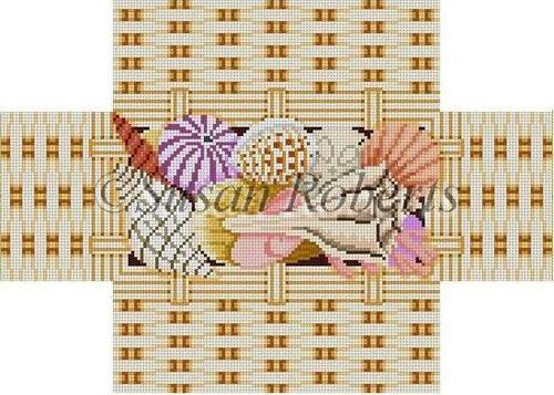 Seashell Basket Brickcover Painted Canvas Susan Roberts Needlepoint Designs Inc. 
