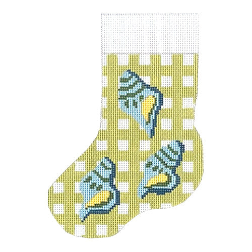 Seashell Mini Stocking Painted Canvas J. Child Designs  - 1