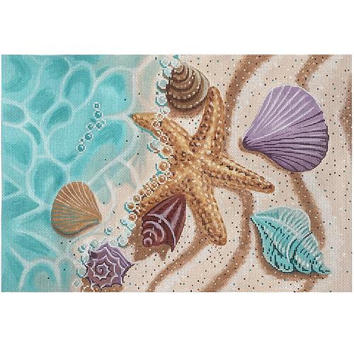Seashells on the Beach (LL) Painted Canvas Labors of Love Needlepoint  - 1