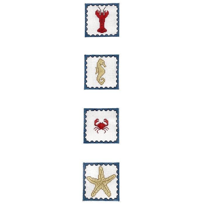 Seashore Coaster Strip Painted Canvas J. Child Designs  - 1