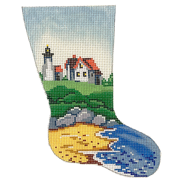 Seashore, Lighthouse Mini Sock Painted Canvas Patti Mann 