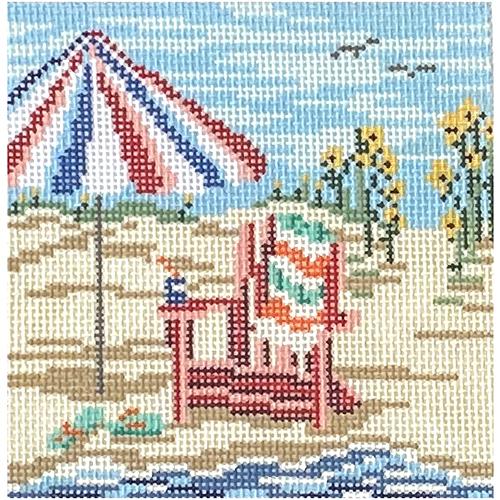 Seaside Chair Coaster Painted Canvas Needle Crossings  - 1