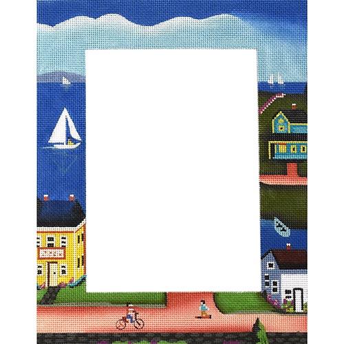 Seaside Frame Painted Canvas Julie Mar Needlepoint Designs  - 1