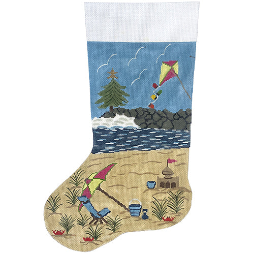 Seaside Jetty Stocking 13 mesh Painted Canvas J. Child Designs  - 1