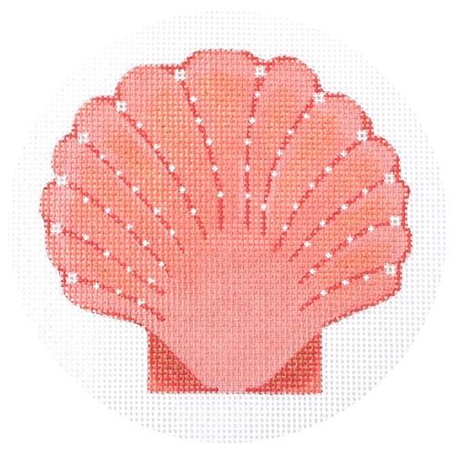 Seaside Scallop Shell (Coral) Painted Canvas Pepperberry Designs  - 1