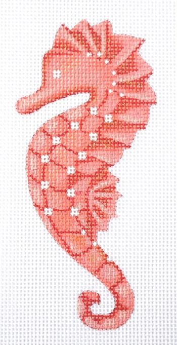 Seaside Seahorse (Coral) Painted Canvas Pepperberry Designs  - 1