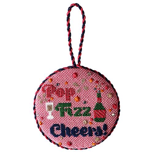 Season's Greetings Round - Pop, Fizz, Cheers with Stitch Guide Painted Canvas Burnett & Bradley 