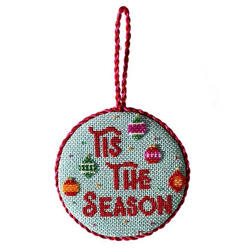 Season's Greetings Round   'Tis the Season with Stitch Guide Painted Canvas Burnett & Bradley 
