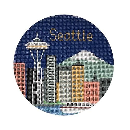 Seattle Ornament Painted Canvas Silver Needle  - 1