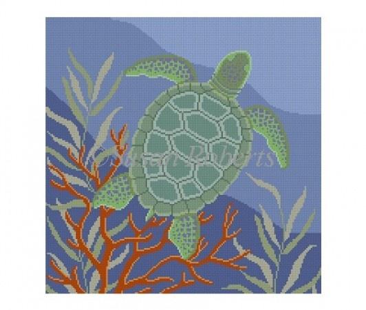 Seaweed Coral Turtle Painted Canvas Susan Roberts Needlepoint Designs Inc. 
