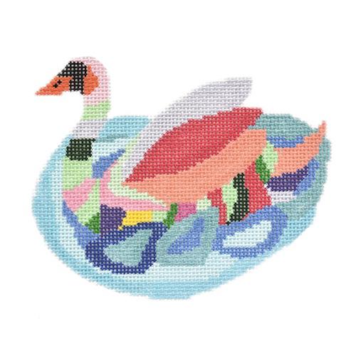 Seven Swans a Swimming (PLUM) Painted Canvas The Plum Stitchery  - 1
