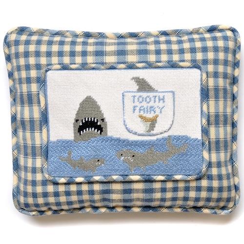 Shark Tooth Fairy Pillow Painted Canvas Kathy Schenkel Designs 
