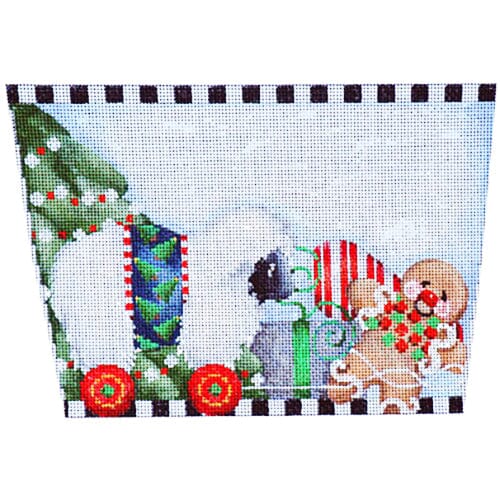 Sheep on Wheels Stocking Cuff Painted Canvas Associated Talents 
