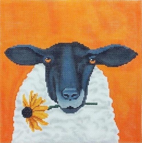 Sheep with Daisy Painted Canvas Scott Church Creative 