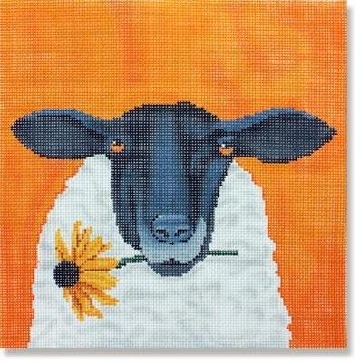 Sheep with Daisy with Stitch Guide Painted Canvas Scott Church Creative  - 1