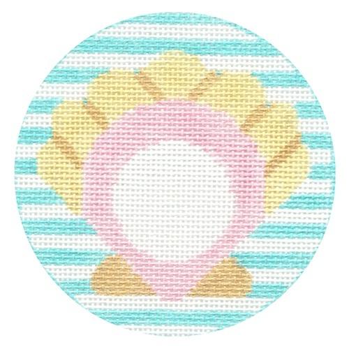 Shell Monogram Round Painted Canvas Rachel Donley  - 1