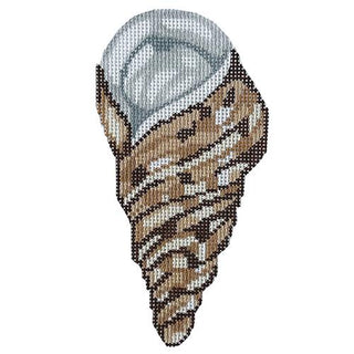Shell Ornament   Unicorn Horn Painted Canvas Silver Needle 
