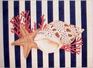 Shell / Starfish Oblong / Stripes Painted Canvas Associated Talents 
